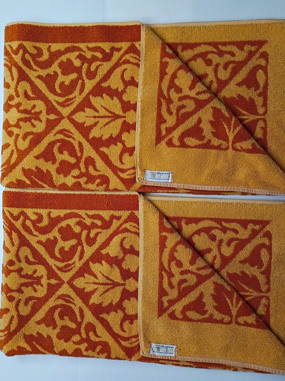 2 Orange and Yellow Decorative Home Bath Towels